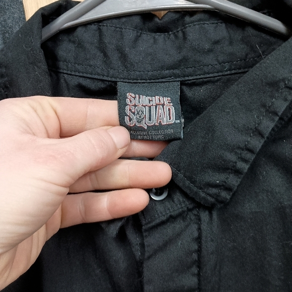 Suicde Squad Black Graphic Casual Button Down Shirt - Picture 11 of 11